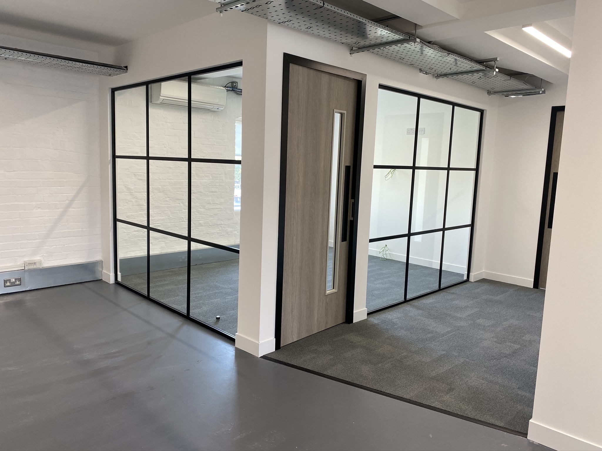 Empty room with glass walls