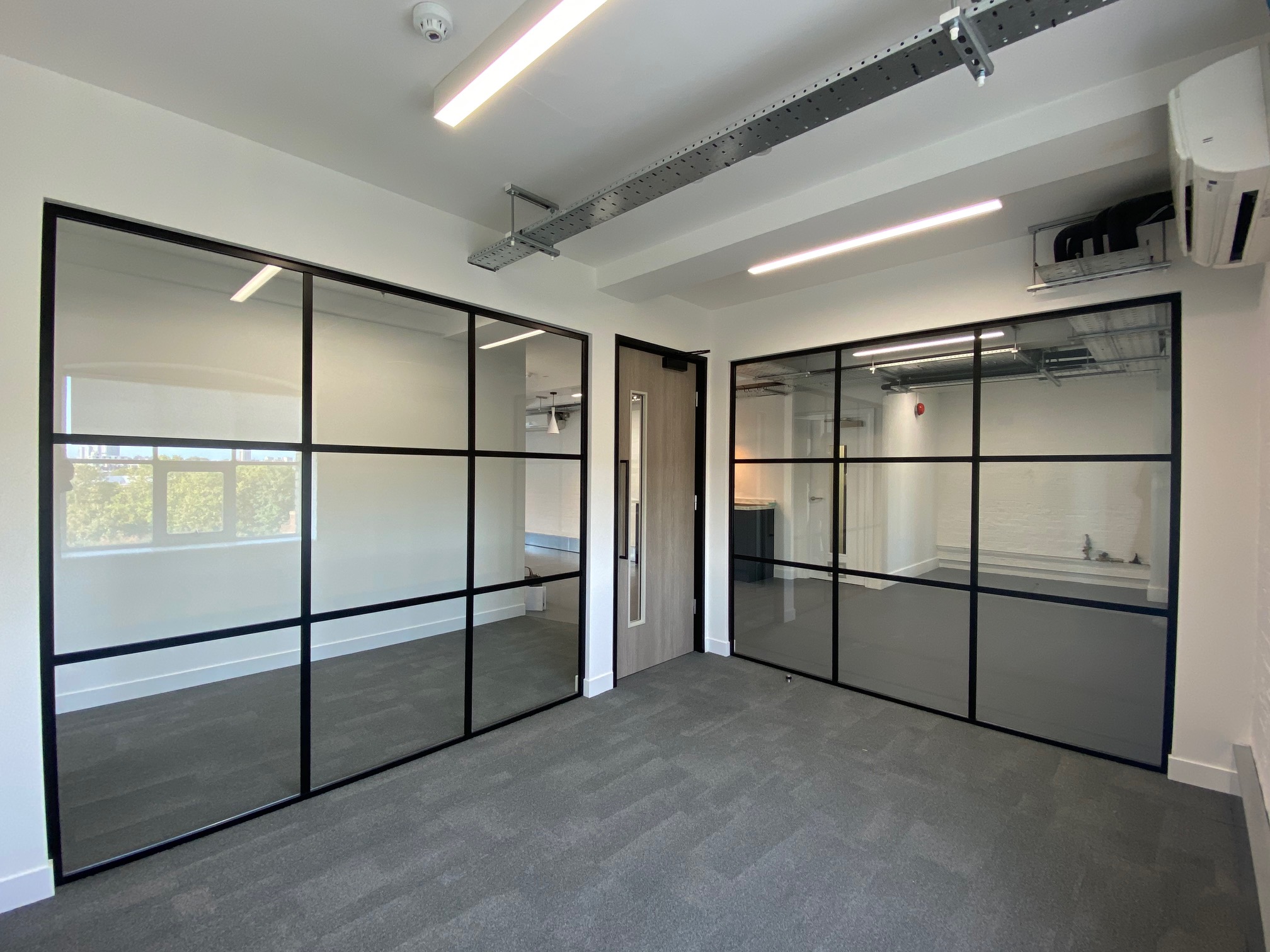 Empty room with glass walls