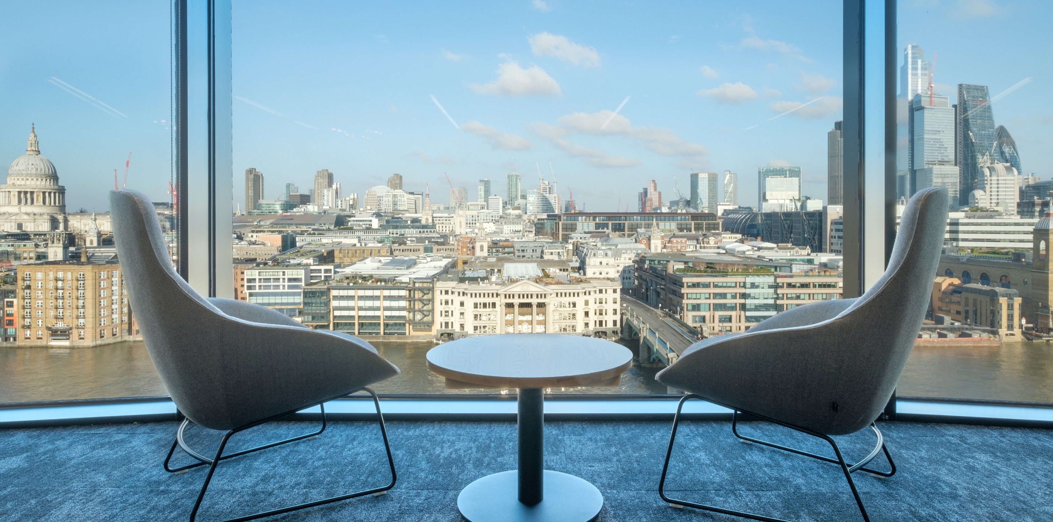 office chairs overlooking the river thames